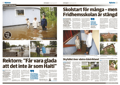 Bild från tidningsuppslag i Gefle Dagblad den 18 augusti 